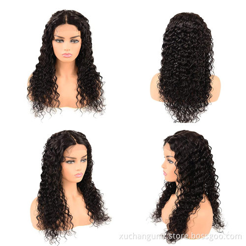 Top Selling 1b# Peruvian Virgin Cuticle Aligned Women Hair Wig Vendors 4*4 Lace Front Closure Peruvian Human Hair Wig Deep Wave